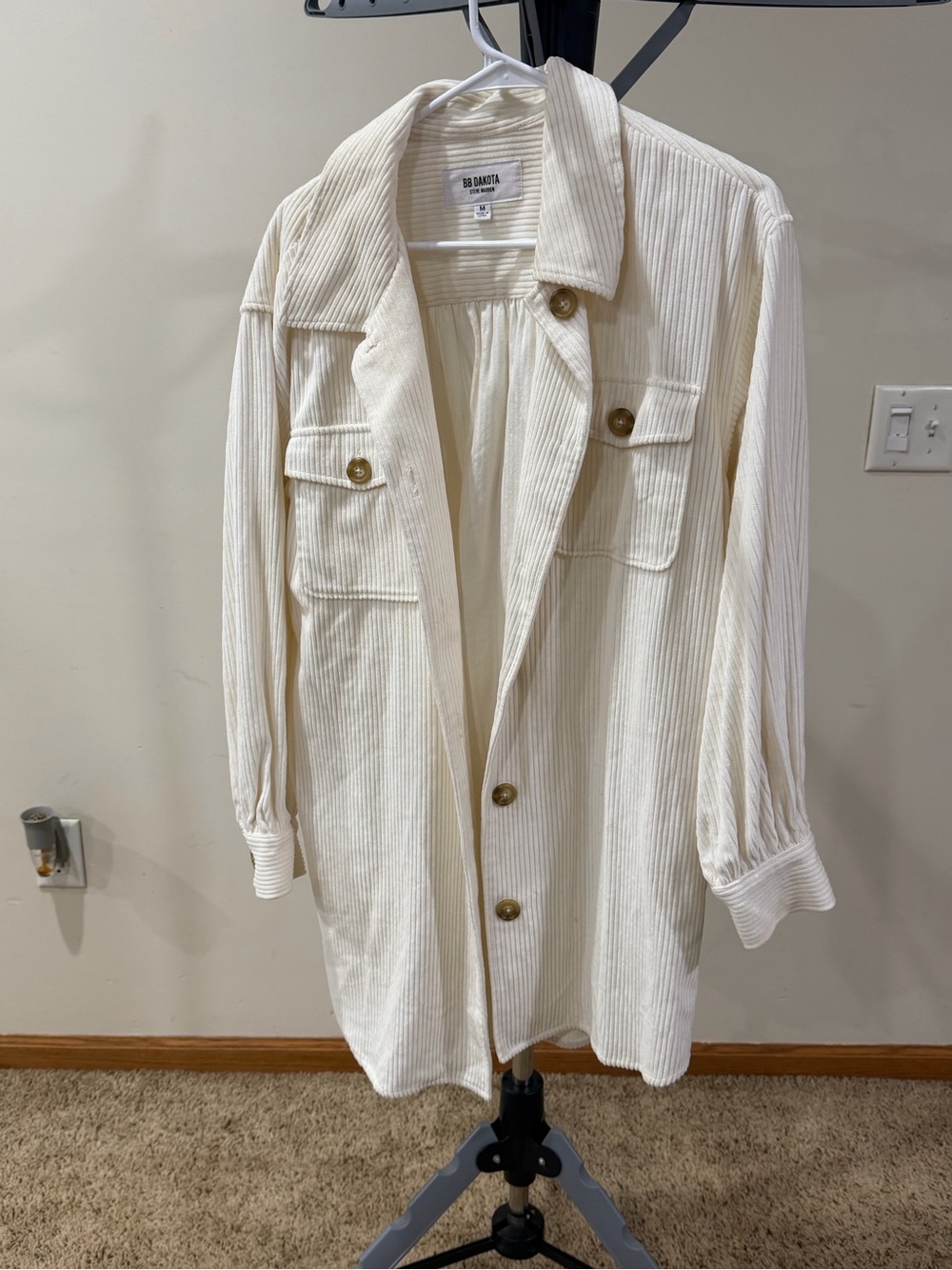 BB Dakota Cream Corduroy Utility Shacket
